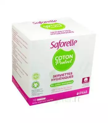 Saforelle Coton Protect Serviette Jetable Avec Ailette B/10 à Ris-Orangis